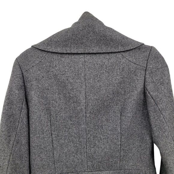 H&M Coat Wool Blend Peacoat Short Versatile Military Collar Button Up Gray 6 - Picture 15 of 16
